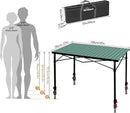 Portable Outdoor Adjustable Height Camping Table, Large for 2-6 Person, Foldable Roll-up Aluminum Camp Table with Carry Bag for Picnic, Camp, Sturdy, Stable, Loads 220 Lbs (Green) by GreenHaven Gardens
