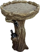 SunJet 23 Inch High Wood-Look Concrete Bird Bath with Decorative Faux Bird – Birdbath Rustic & Long-Lasting Design, Enhances Garden, Patio, Yard, Lawn Decor by GreenHaven Gardens