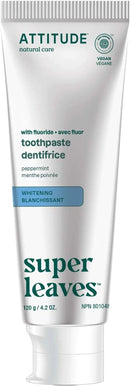 ATTITUDE Whitening Toothpaste with Fluoride, Peppermint Flavor, Vegan & Cruelty-Free, Sugar-Free, Plant & Mineral-Based Ingredients, Clean Oral Care, 4.2 Oz by CozyNest Decor