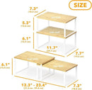 SpaceAid Cabinet Shelf Organizers 2 Pack, Kitchen Counter Rack Shelves Riser, Stackable Expandable Spice Rack, Pantry Cupboard Storage Organization (White and Natural, Short) by CozyNest Decor