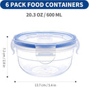 KIGI 6 PACK 20oz Plastic Mixed Bowls with Lid Leakproof Food Storage Container Set Small Meal Prep Containers Bento Box by TinyTreasures Baby Boutique