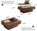 Lift Coffee Table with Storage & Adjustable Height, Solid Wood Coffee Table Fluted Center Table Accent Tea Table or Living Room, Apartment, Office (38.6" Walnut) by CozyNest Decor