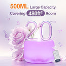 Diffusers for Essential Oils Large Room 500ML+6 Oil Set, Bluetooth Speaker+Remote+8 RGB Lights Essentail Oil Diffuser, Easy to Use & 23Db 100% Quiet Oil Diffuser Large Room, Diffusers for Home by TinyTreasures Baby Boutique