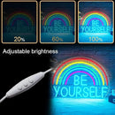 Be Yourself Neon Sign Be Yourself Neon Signs for Wall Decor Dimmable Rainbow Neon Lights Classroom LED Light Up Sign for Bedroom Bookstore Reading Room Library Study Room Decoration