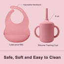 Silicone Baby Feeding Set 14 Pcs,Baby Led Weaning Supplies, Baby Spoons Suction Bowl Divided Plate Bib Cup Finger Brush,First Stage Solid Food Eating Utensils - 6+ Months(Deep Red) by TinyTreasures Baby Boutique