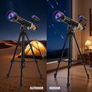 Telescope for Kids& Adults with 60X/30X Lenses, Adjustable Alloy Tripod, Mobile Phone Holder, 360° Gimbal Mount for Stargazing and Nature Viewing,Suitable for Astronomy Enthusiasts by TinyTreasures Baby Boutique