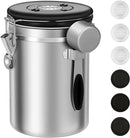 ShanSon Coffee Canister Airtight Stainless Steel Kitchen Food Storage Container with Date Tracker for Beans Grounds Tea Flour Cereal Sugar, 22OZ, Silver by CozyNest Decor
