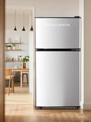 Compact Refrigerator with Freezer, 3.5 cu ft Countertop Mini Fridge with Adjustable Mechanical Thermostat, Retro Compact Fridge for Office, Bedroom, Dorm or Cabin, Silver by CozyNest Decor