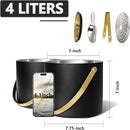 4L Ice Bucket with Silicone Lid, Scoop, Gold Tongs & Strainer, Stainless Steel Double Wall Insulated Ice Buckets for Parties & Cocktail Bar Outdoor Champagne Ice Container Bin, Black by CozyNest Decor