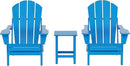 WO Home Furniture Adirondack Chairs Table Set of 3 PCS Outdoor Folding Chairs Side End Table Weather/UV Resistant for Lawn, Garden, Bon Fire, Balcony (Pacific Blue) by GreenHaven Gardens