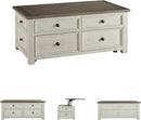 Signature Design by Ashley Bolanburg Farmhouse Lift Top Coffee Table with Drawers, Antique Cream & Brown by CozyNest Decor