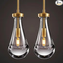 Raindrop Pendant Lights 2 Pack, Pendant Lights for Kitchen Island, Brass Rod Dining Room Light Fixture, Raindrop Chandelier, Pendant Lights for Living Room Hallway, Including Bulb by CozyNest Decor