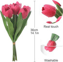 Rose Red Artificial Tulips, 2 Bundles 14Pcs, Fake Tulips Artificial Flowers, 2 x 2.4 Inch Large Flower Head Big Tulip, Easter Valentine's Day Mother's Day Home Decoration Flowers by CozyNest Decor