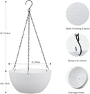 8 inch Small Hanging Planters for Indoor Outdoor Plants, 2 Pack Hanging Flower Pots with Drainage Holes and Chain for Garden Porch Plants, Plastic Hanging Baskets for House Plants, White by CozyNest Decor