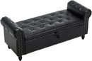 Furniliving 55” End of Bed Bench, Bedroom Bench with Button-Tufted, Large Upholstered Storage Ottoman Benches Entryway Bench with Storage Shoe Cabinet Bench, for Bedroom, Living Room, PU, Black by CozyNest Decor