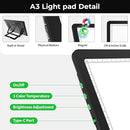 Zocelight Rechargeable A3 Light Board with Built-in Stand & Bag,Super Bright Magnetic Light Box for Tracing,Wireless Light Pad for Diamond Painting,Side Buttons,LED Light Table for Drawing,Sketching by TinyTreasures Baby Boutique