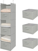 MAX Houser 6 Tier Shelf Hanging Closet Organizer, Closet Hanging Shelf with 2 Sturdy Hooks for Storage, Foldable (Light Grey-D3) by CozyNest Decor