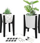 OERGKE 2 Pack Plant Stand Indoor, Adjustable Bamboo Mid Century Modern Plants Stands, Corner Flower Holder for Living Room, Fits 8 to 12 Inches Pots, (Pot & Plant Not Included)(Black) by GreenHaven Gardens