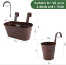 Metal Iron Flower Pots for Railing Fence Hanging Bucket Pots(5 Pcs) and Hanging Flower Pots Metal Iron Bucket Planter(10 Pcs) (Bronze) by GreenHaven Gardens