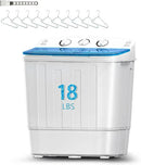 Portable Mini Twin Tub 18lbs Washing Machine With Drying Rack& 10 Hangers, 11lbs Washer & 7lbs Spinner, Small Laundry Washer with Time Control for Camping, Apartments, RV (18lbsBlue) by CozyNest Decor
