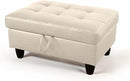 Ottoman Rectangular Storage Ottoman Bench, Faux Leather Footrest, Coffee Table, Stool Footstool with Hinged Lid for Living Room, Bedroom, Entryway, Champagne, 35"x23.5"x17.5" by CozyNest Decor