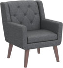 Accent Chair Button-Tufted Upholstered Living Room Chairs Comfy Reading Chair Mid Century Modern Chair with Linen Fabric Lounge Arm Chairs for Living Room Bedroom (Grey Set of 2) by CozyNest Decor