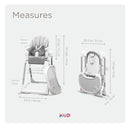 KÜB 3-in-1 Foldable Baby High Chair | Multifunctional Infant High Chairs for Babies and Toddlers | Removable Seat & Tray Easy Clean | 7 Height & 4 Recline Adjustable | 2 Locking Wheels (Grey) by TinyTreasures Baby Boutique
