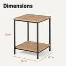 Amazon Basics - End Table with Bottom Shelf, Living Room Side Table, Steel Frame, Wooden Oak by CozyNest Decor