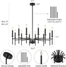 12 Light Black Chandelier Light Fixture, Modern Farmhouse Chandeliers for Dining Room Light Fixture, Metal Candle Pendant Chandelier for Foyer Entryway Stairs Living Room Bedroom Kitchen by CozyNest Decor