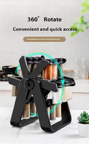 A&K's Rotating Spice Rack Organizer, 18 Glass Jars, 360-Degree Turntable, Black, Comes with Spice Label Stickers, Funnel, and Water Pen. Best for Kitchen Organization, Countertop, Pantry, and Cabinet.