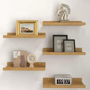 RICHER HOUSE 5 Set Floating Shelves for Wall Decor, Wall Mounted Book Shelf, Nursery Shelves Picture Ledge Shelf with Lip for Wall Storage, Bedroom, Living Room, Bathroom - Oak by CozyNest Decor