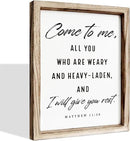 Christian Wooden Wall Signs, Living Room Decor, Bedroom Signs, Scripture Home Decor, Bible Verse Decoration, Framed Wall Plaque Sign 15 * 11.5 inches, Come to Me Sign by CozyNest Decor