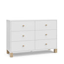 Storkcraft California 6-Drawer Double Dresser (White with Driftwood) - GREENGUARD Gold Certified, Interlocking Drawer System, Dresser Drawer Organizer for Kids Bedroom by TinyTreasures Baby Boutique
