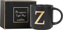 COLLECTIVE HOME - Monogram Ceramic Mugs, 15 oz Golden Initial Black Coffee Cups, Elegant Alphabet Tea Mugs, Elegant Personalized Mug with Gift Box, Unique Mug with Double Side Capital Lette (Z) by CozyNest Decor