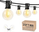 25Ft LED Outdoor String Lights Waterproof, Commercial Grade Patio String Lights with 27 G40 Warm White Bulbs, Hanging Outdoor Light for Backyard Wedding Garden Party Christmas Decorations-Black by TinyTreasures Baby Boutique