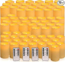 Set of 72 Flameless Led Battery Opeated (D2.2'' x H4''5''6'') Waterproof Outdoor Indoor Candles with 10-Key Remotes and Cycling 24 Hours Timer by CozyNest Decor