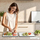 SMIRLY Plastic Cutting Board Set 3 Pieces, Non-Slip Dishwasher Safe Chopping Boards for Kitchen, Grey & White by CozyNest Decor