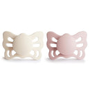 FRIGG Butterfly Anatomical SilkySoft Silicone Baby Pacifier | Made in Denmark | BPA-Free (Cream/Blush, 0-6 Months) by TinyTreasures Baby Boutique