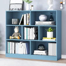 IOTXY Open Shelf Low Bookcase - Wooden 3-Tier Floor Standing Display Cabinet Organizer with Base, 7 Cubes Short Horizontal Bookshelf in Bright Blue by CozyNest Decor