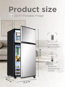 Compact Refrigerator with Freezer, 3.5 cu ft Countertop Mini Fridge with Adjustable Mechanical Thermostat, Retro Compact Fridge for Office, Bedroom, Dorm or Cabin, Silver by CozyNest Decor