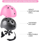 Adjustable Kids Helmet with Knee Pad, Elbow Pads & Wrist Guards - Toddler Bike Helmets for Ages 3-5, 5-8, 8-14 Years - Perfect for Skating, Biking, Cycling, and Skateboard - for Boys and Girls by TinyTreasures Baby Boutique
