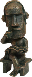 Moai Statue Decor - 6 Inch Easter Island Oranment Resin Stone Decoration for Room Accessories Antique Sculpture for Office Desktop (Read a Book) by CozyNest Decor