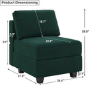 Belffin Modular Sofa Middle Module with Storage for Modular Sectional Sofa Couch Velvet Accent Armless Chair Green by CozyNest Decor