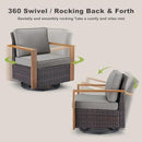 Outdoor Wicker Patio Furniture Set - 6 Piece Patio Conversation Set with 2 Wicker Swivel Rocker Chairs,2 Rattan Ottoman,1 Side Table and 1 Couch,Thick Cushions,Deep Seating(Brown/Grey) by CozyNest Decor