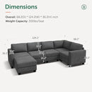 HONBAY U-Shaped Corduroy Sectional Couch with 6 Seaters Modular Sectional Sofa with Storage Sectional Couches for Living Room, Dark Gray by CozyNest Decor