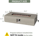 COSIEST 56-inch x 28-inch Outdoor Propane Fire Pit Coffee Table w Concrete Rectangle Base, CSA Certified, 50,000 BTU, Free Lava Rocks and RainCover, Fits 20lb Tank Outside(Gray) by GreenHaven Gardens