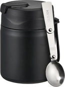 17oz Soup Thermo for Hot Food Kids Insulated Vacuum Food Jar with Stainless Steel Spoon Wide Mouth Thermo Leakproof Lunch Food Container Kids Hot Lunch Box (Black) by TinyTreasures Baby Boutique
