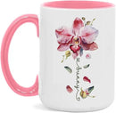 Novelty Coffee Cup With Orchid Design, Personalized Name Flower Accent Mug, Custom Orchid Flower Ceramic Cup 11oz 15oz, Customized Flower Lover Mug, Gift For Family Member by CozyNest Decor