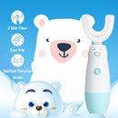 Kids Electric Toothbrush，Toddler Toothbrush Waterproof Battery Powered 360 Automatic Sonic u Shaped Toothbrushes for 2-7 Years Old for Boys Girls，with 2 Replacement Brush Heads（Blue） by TinyTreasures Baby Boutique