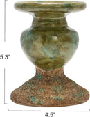 Creative Co-Op 2-Tone Sculptural Terracotta Pillar Candle Holder, Distressed Green by CozyNest Decor